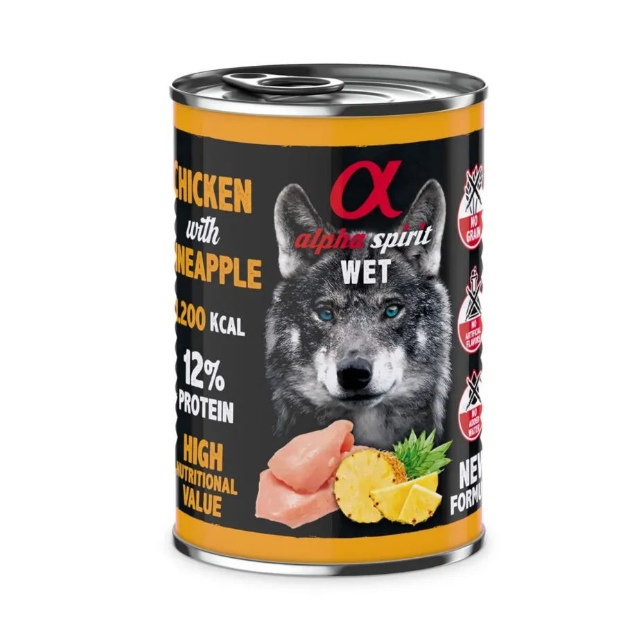 Alpha Spirit WET Chicken with Pineapple 400g teraviljavaba kanaliha märgtoit täiskasvanud koertele