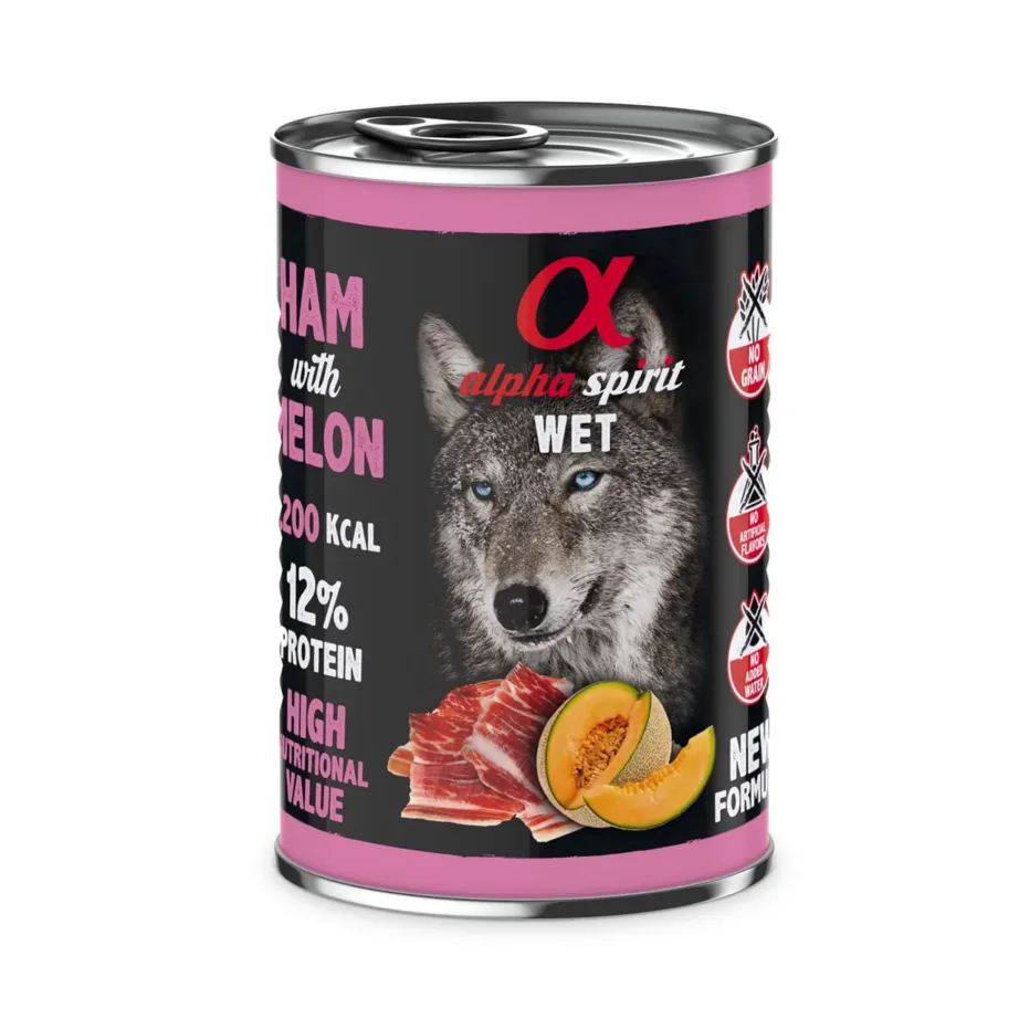 Alpha Spirit Wet Ham with Melon 400 g teraviljavaba monoproteiinne märgtoit täiskasvanud koertele