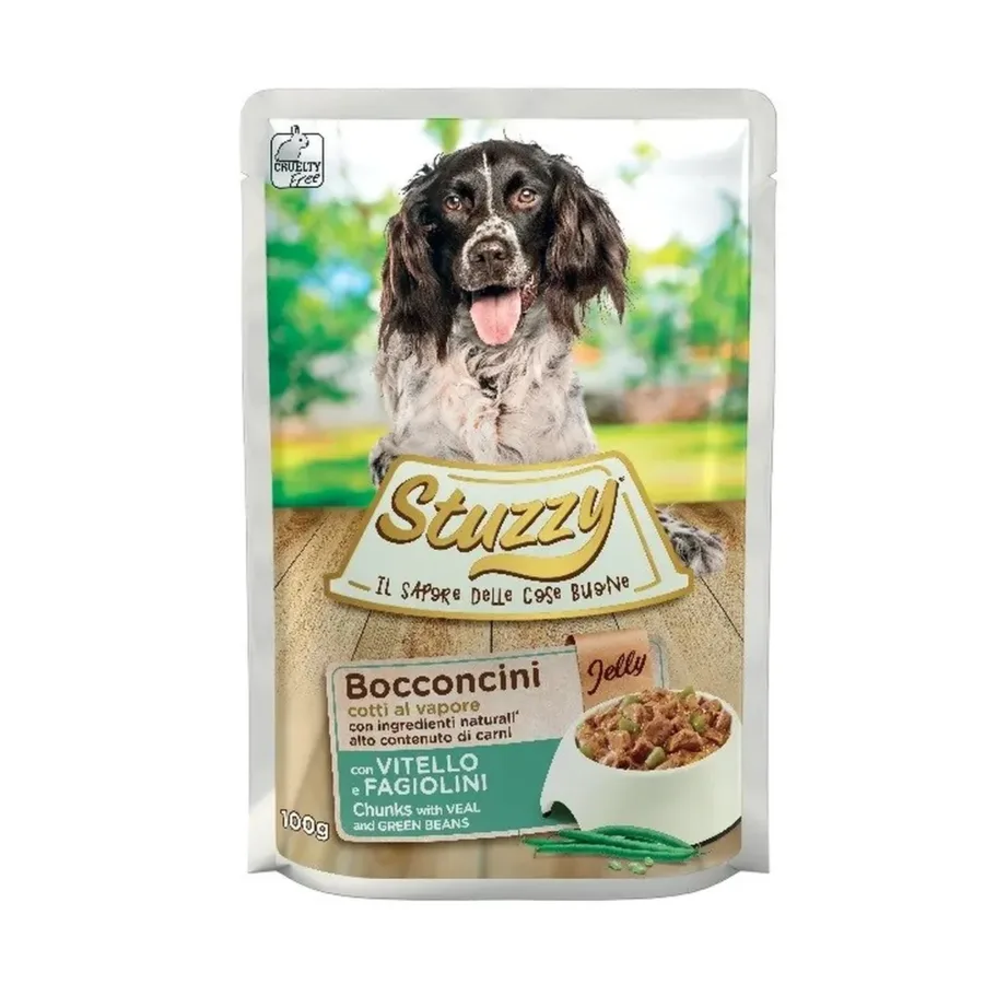 Agras Pet Foods Stuzzy 100 g veiselihaga ja roheliste ubadega gluteenivaba märgtoit täiskasvanud koertele